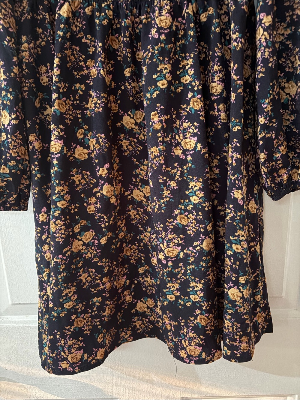 Cupshe navy floral long sleeve v-neck boho fit and flare dress size large NWT - Picture 7 of 14